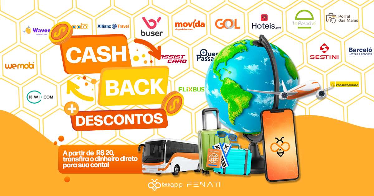 Gol, Hotéis.com, Buser, FlixBus e mais: viaje com descontos e cashback na Bee Fenati!
